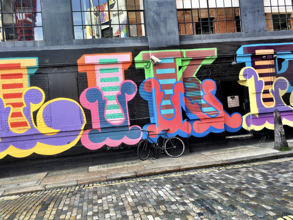 mural in London by artist Ben Eine. Tagged: lettering