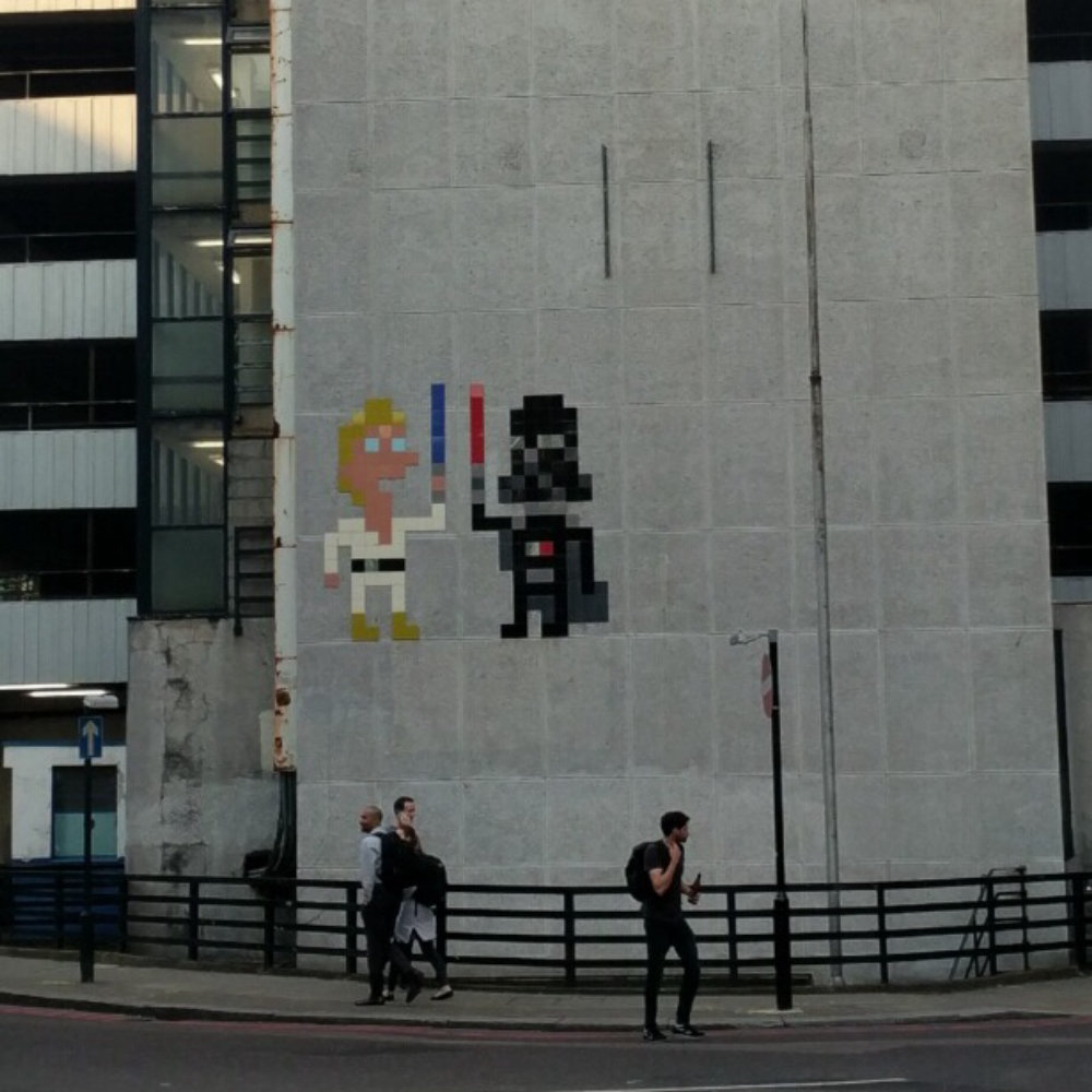 mural in London by artist Invader.