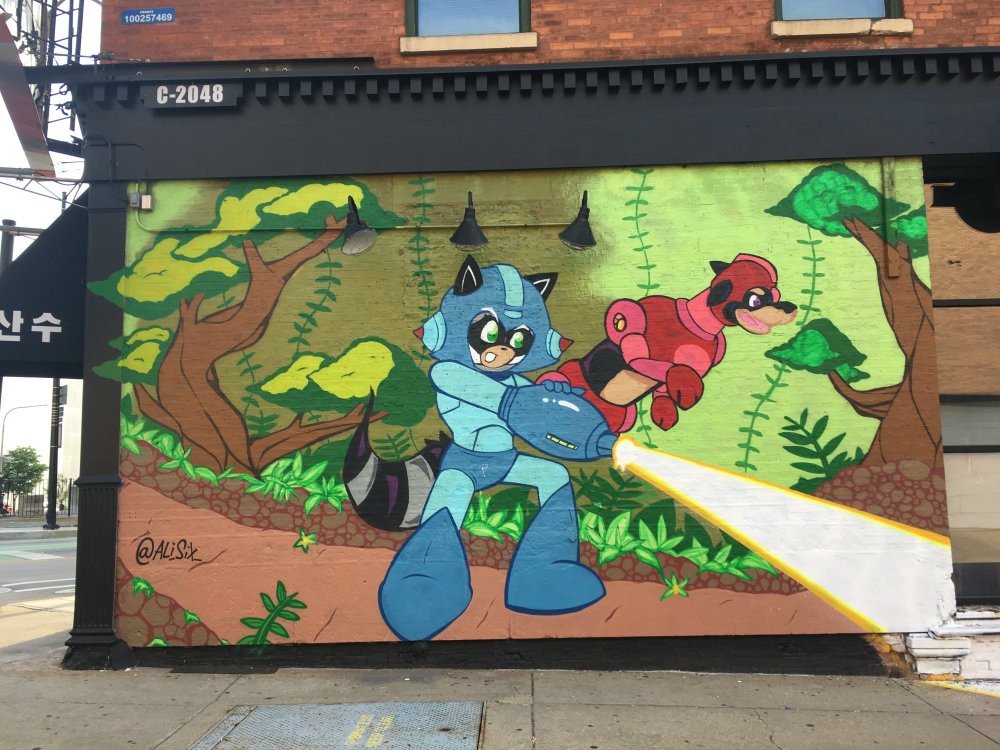 mural in Chicago by artist Ali 6. Tagged: character, Mega Man