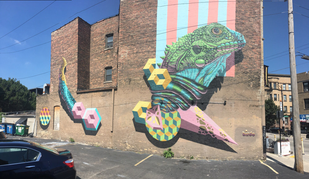 mural in Chicago by artist birdO. Tagged: Lakeview East Chamber of Commerce
