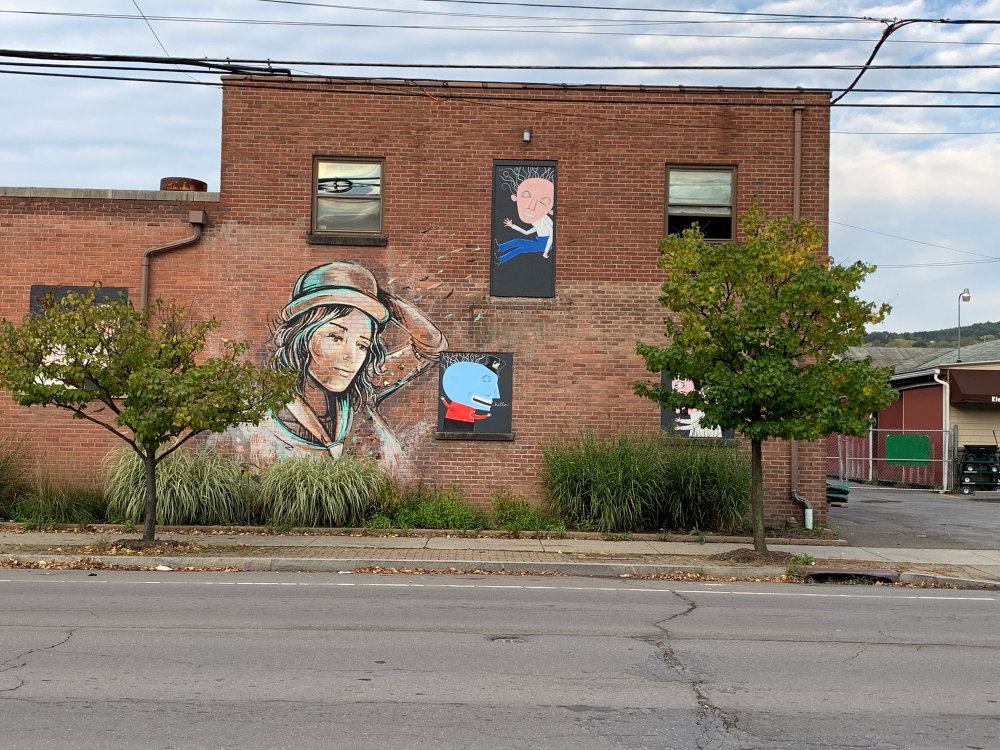 mural in Ithaca by artist Alice Pasquini.