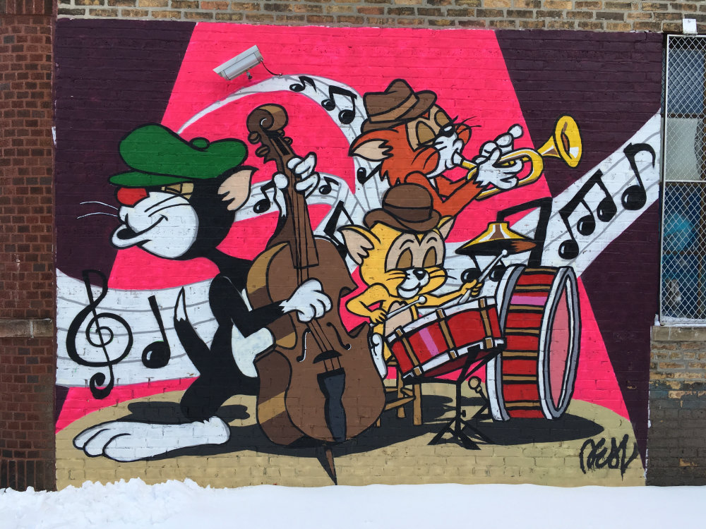 mural in Chicago by artist Deal35. Tagged: music