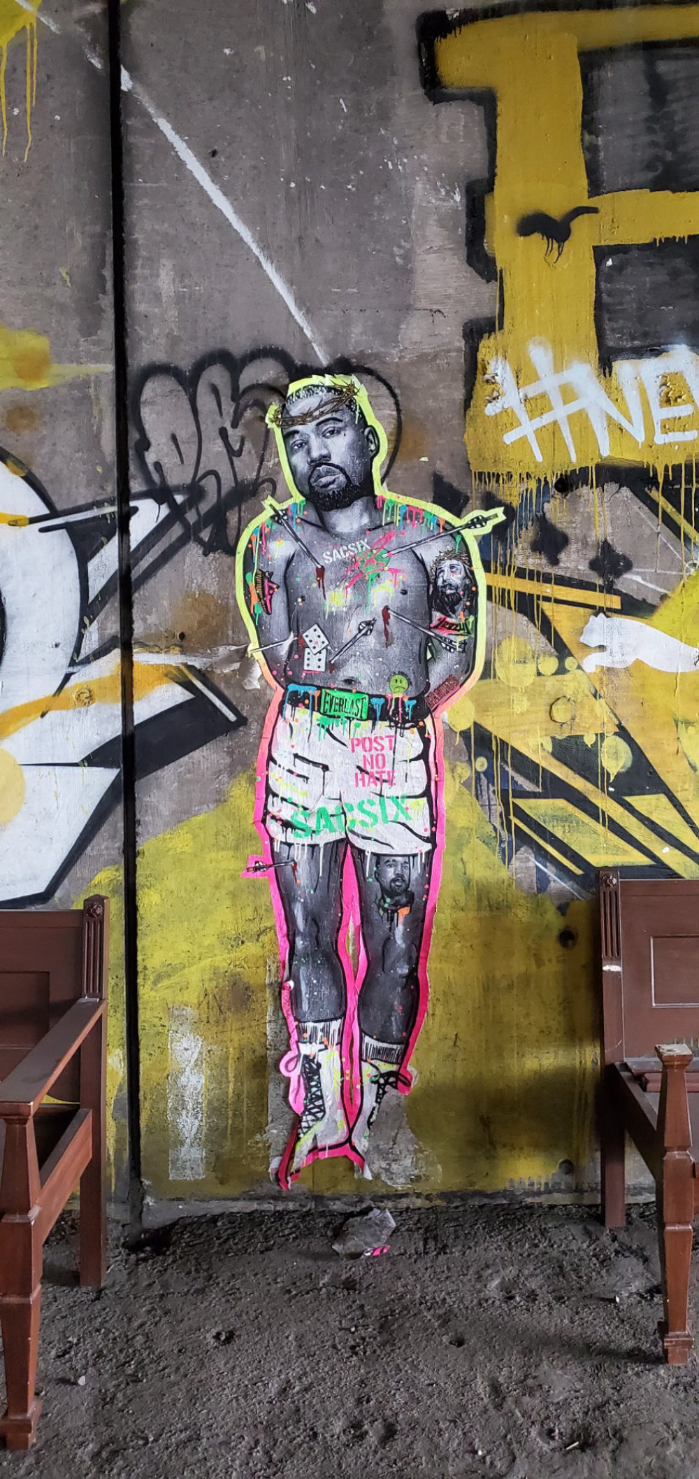 mural in Chicago by artist SacSix. Tagged: Kanye West