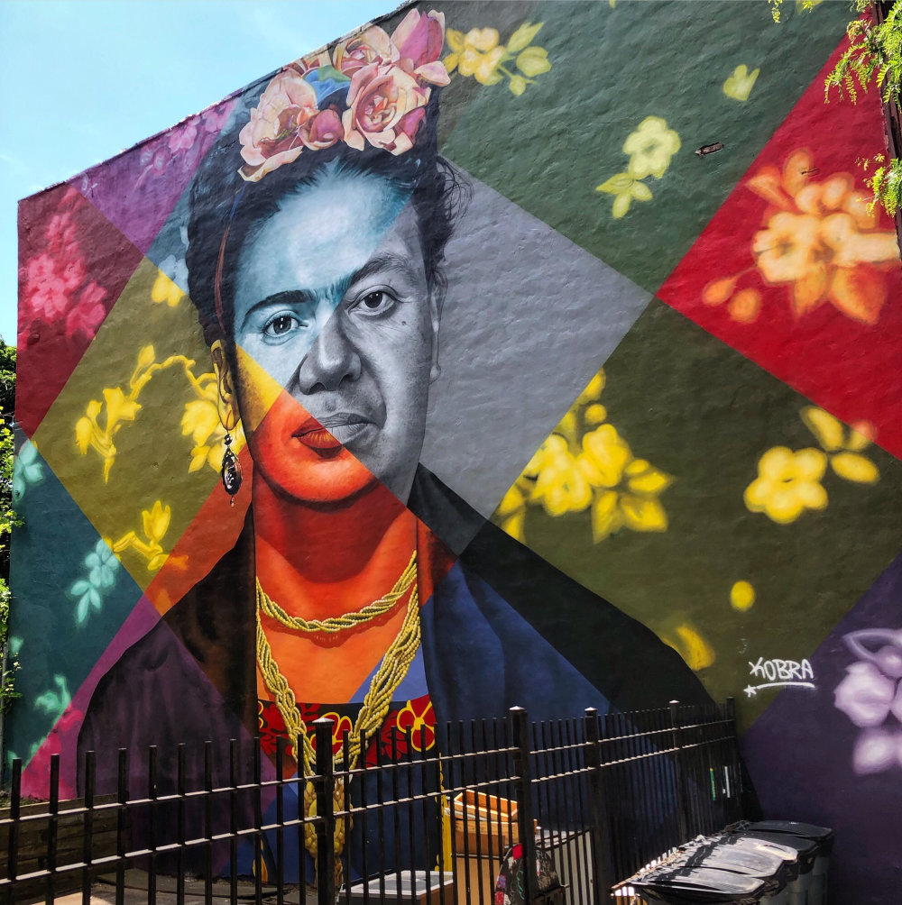 mural in Brooklyn by artist Eduardo Kobra. Tagged: Frida Kahlo