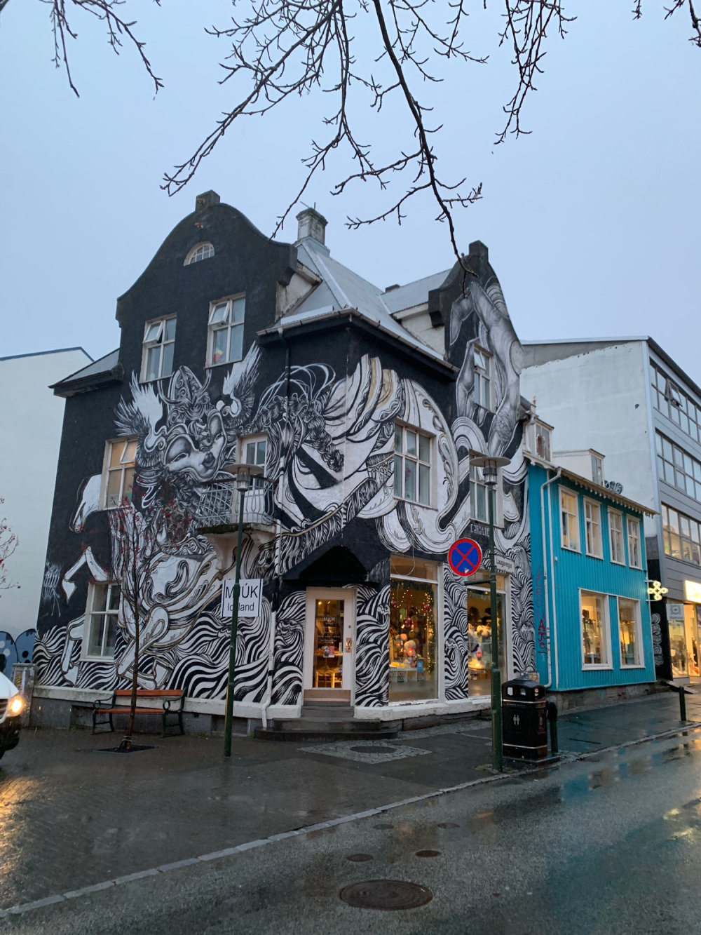 mural in Reykjavík by artist Caratoes.
