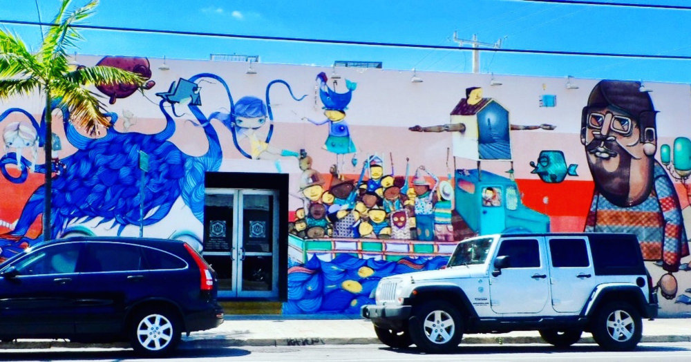 mural in Miami Beach by artist osgemeos.