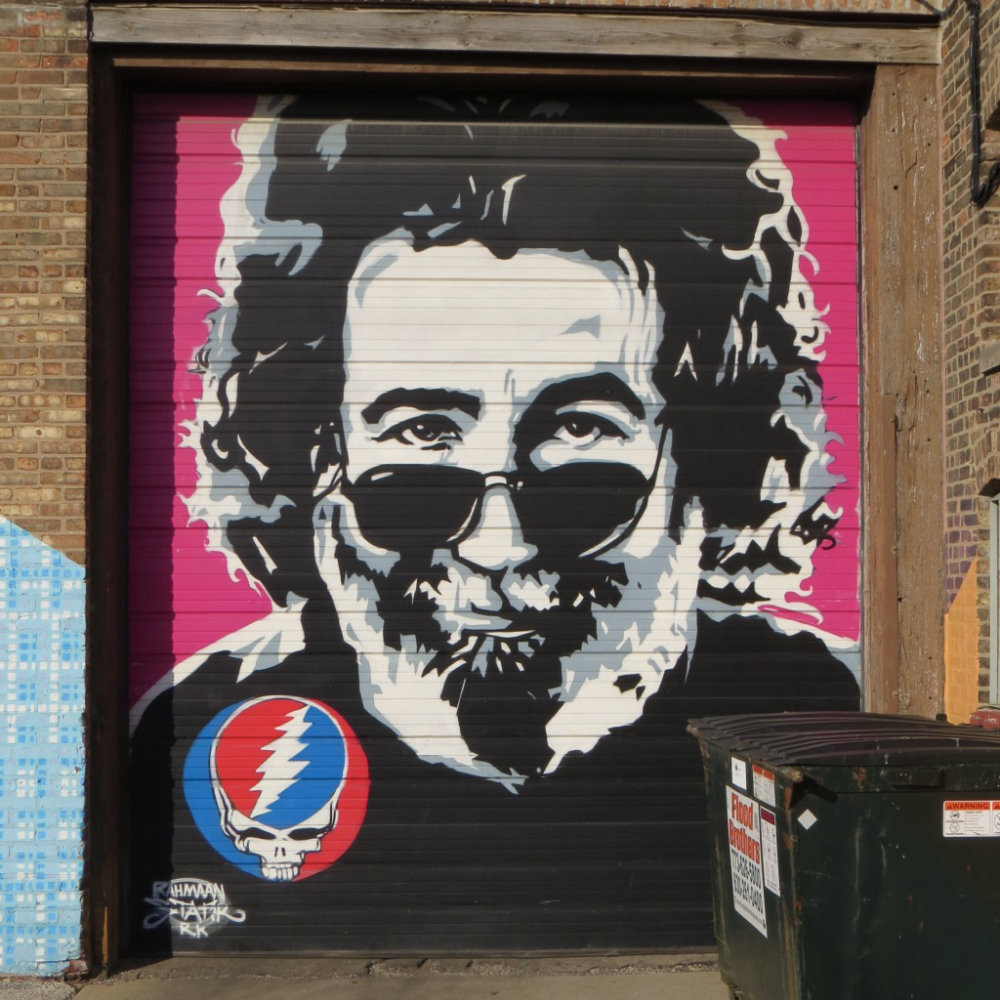 mural in Chicago by artist Rahmaan Statik. Tagged: Grateful Dead, Jerry Garcia, music