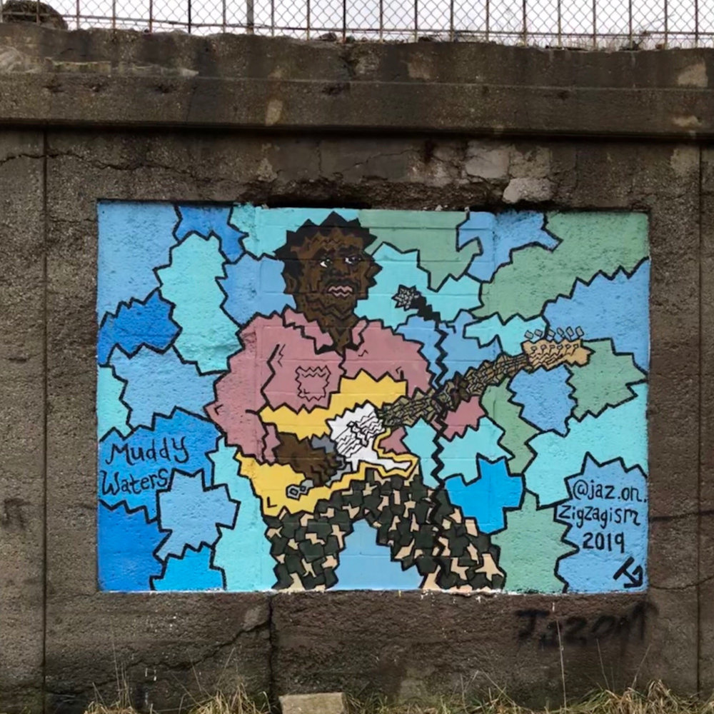 mural in Chicago by artist Jaz-On Zigzagism. Tagged: Muddy Waters