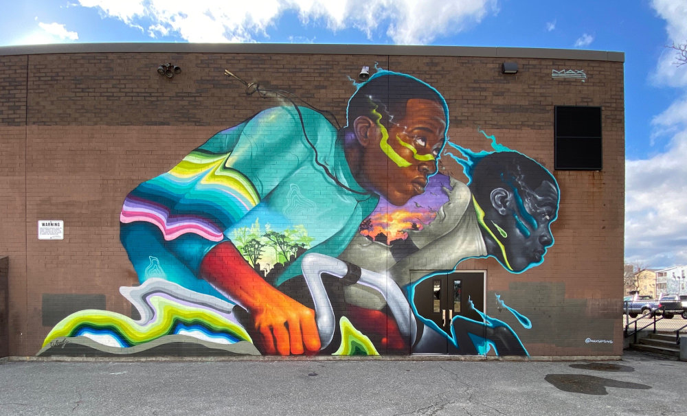 mural in Worcester by artist Max Sansing.
