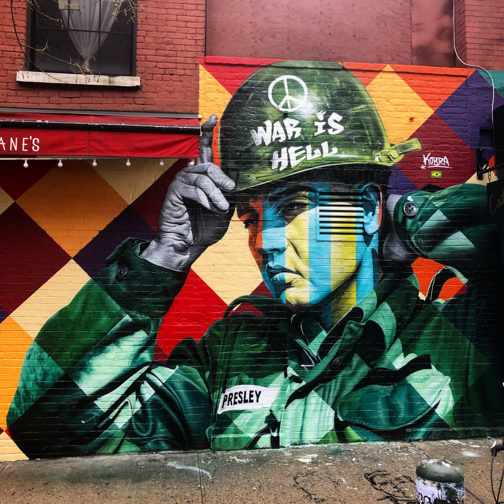 mural in Brooklyn by artist Eduardo Kobra. Tagged: Elvis Presley