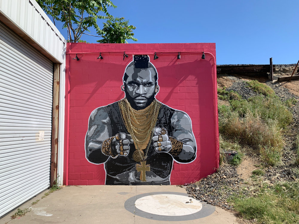 mural in Sacramento by artist Maren Conrad. Tagged: Mr. T
