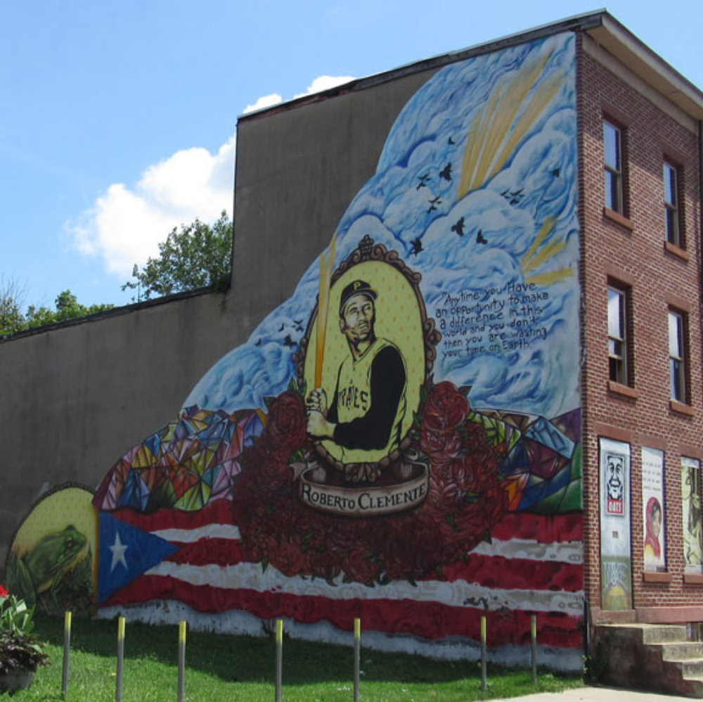 mural in Trenton by artist unknown. Tagged: Roberto Clemente