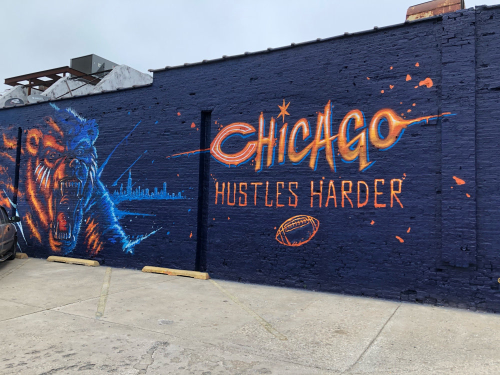 mural in Chicago by artist Cujo. Tagged: Chicago Bears, NFL