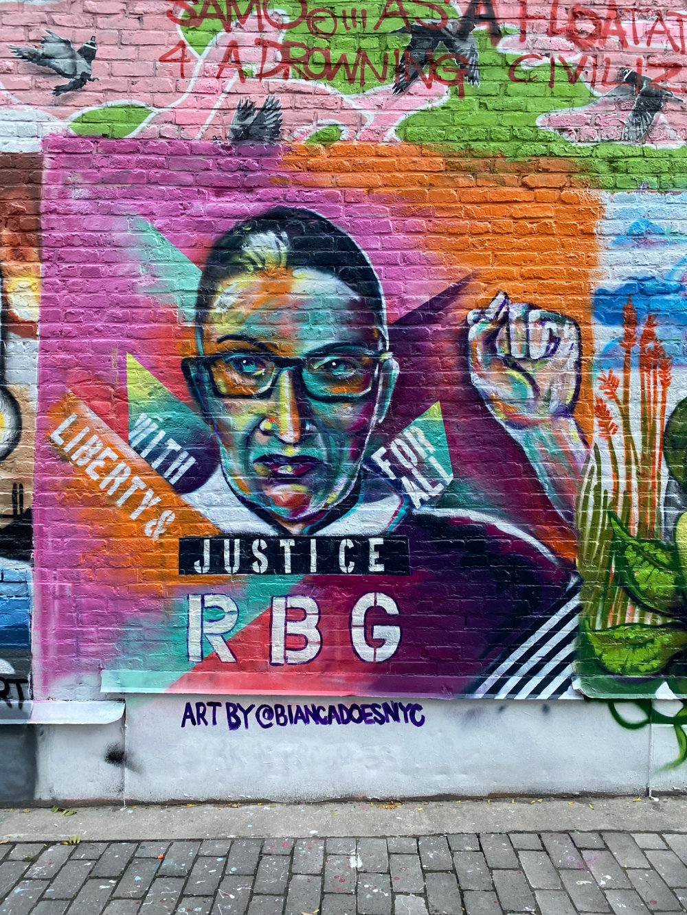 mural in New York by artist Bianca Romero. Tagged: Ruth Bader Ginsburg