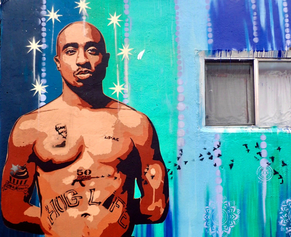 mural in Austin by artist Niz. Tagged: Tupac Shakur