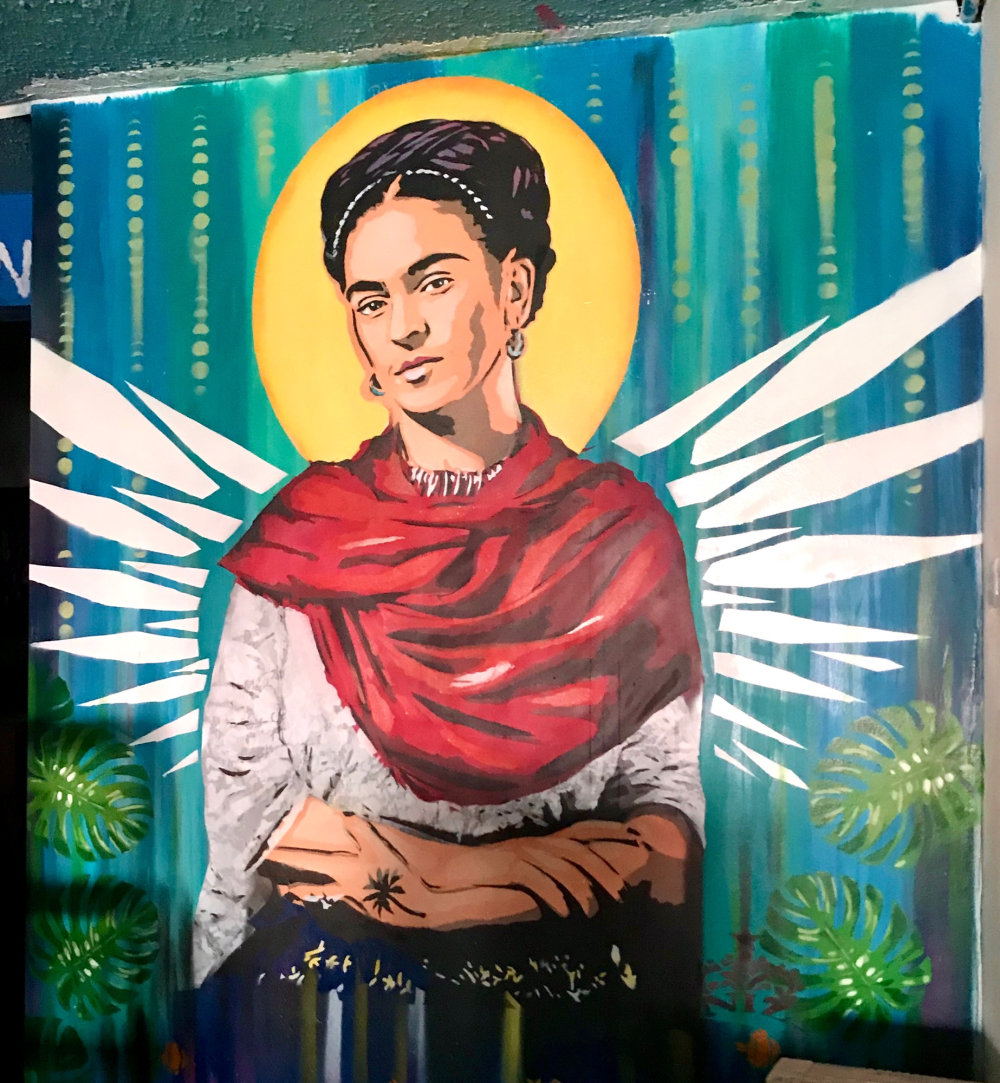 mural in Isla Mujeres by artist Niz. Tagged: Frida Kahlo