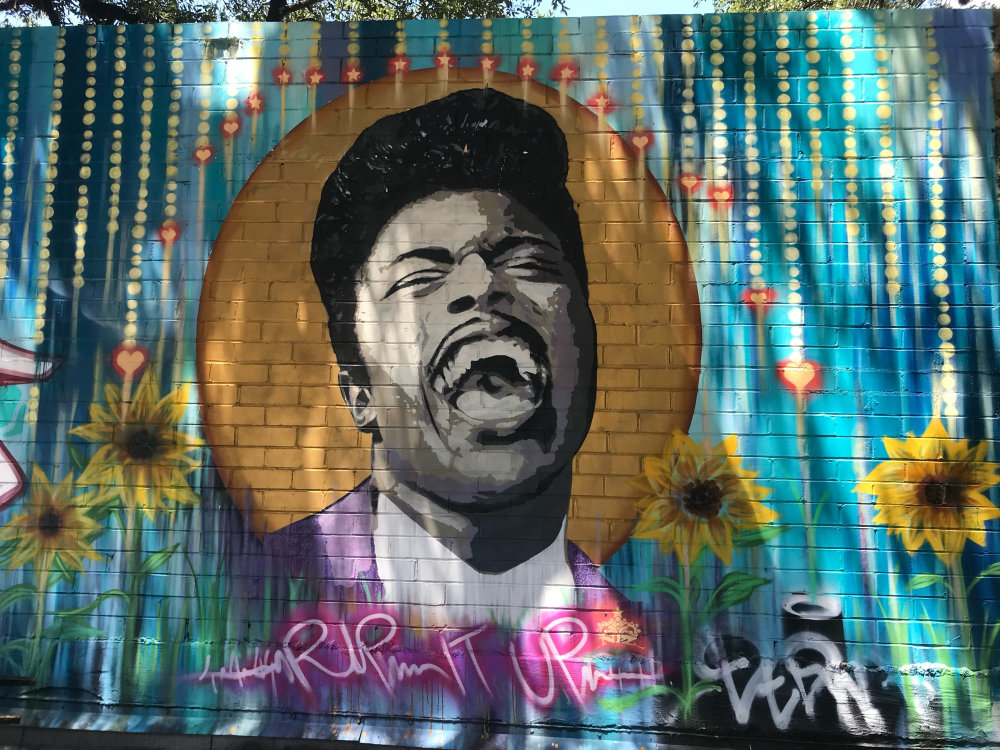 mural in Austin by artist Niz. Tagged: Little Richard, music