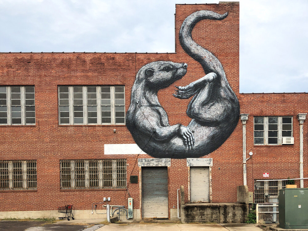 mural in Fort Smith by artist ROA.