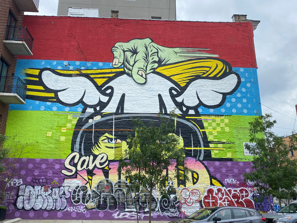 mural in Brooklyn by artist DFace.