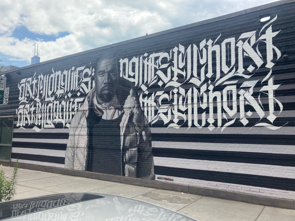 mural in Chicago by artist Tubs Zilla. Tagged: Kanye West, music
