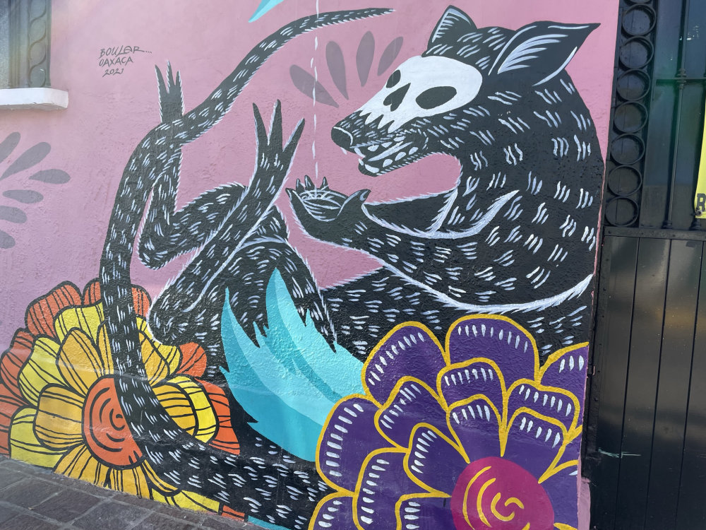 mural in Oaxaca de Juárez by artist unknown.