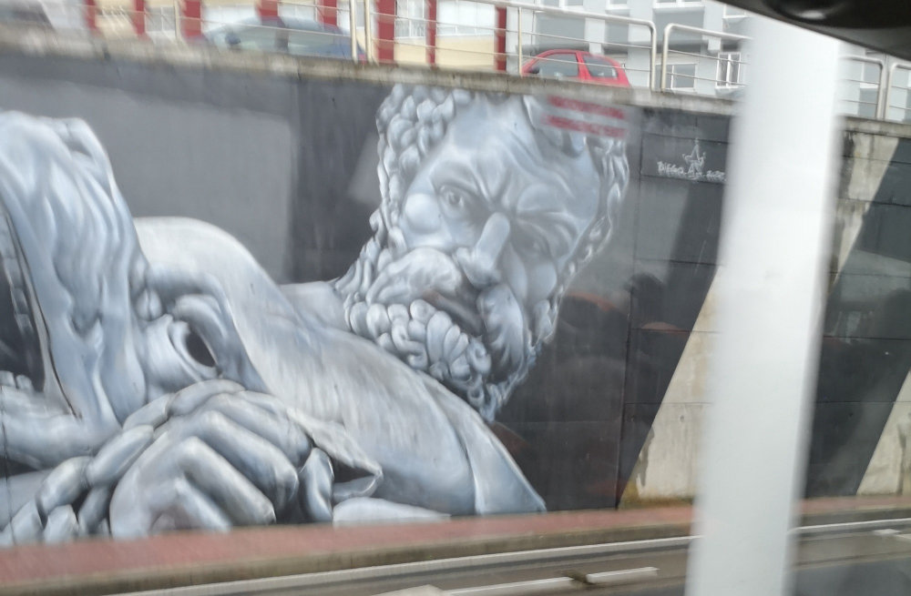 mural in A Coruña by artist unknown.