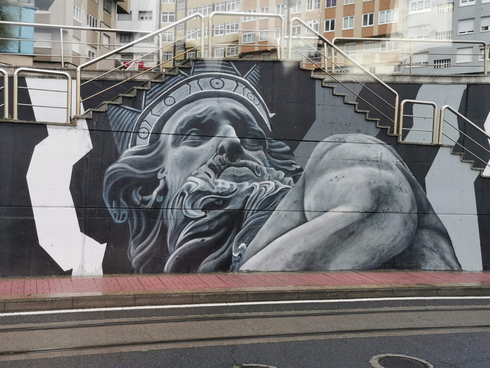 mural in A Coruña by artist unknown.