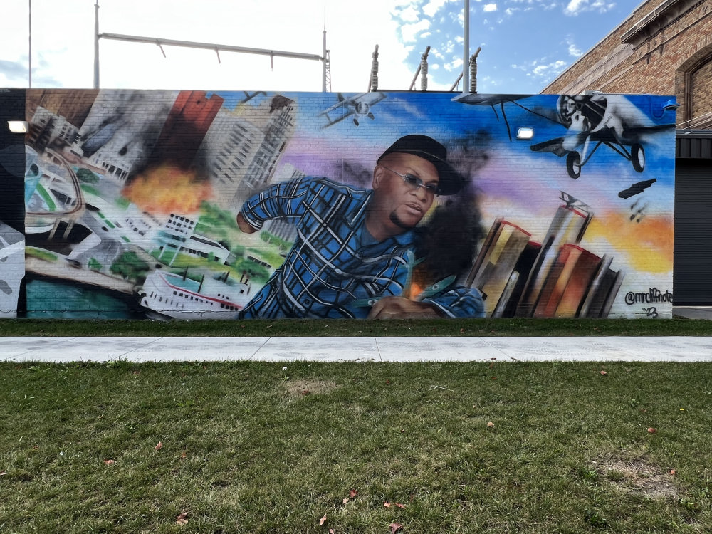 mural in Highland Park by artist Clifton Perry.