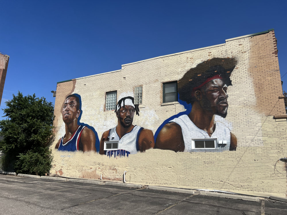 mural in Detroit by artist Sydney James. Tagged: Detroit Pistons, NBA