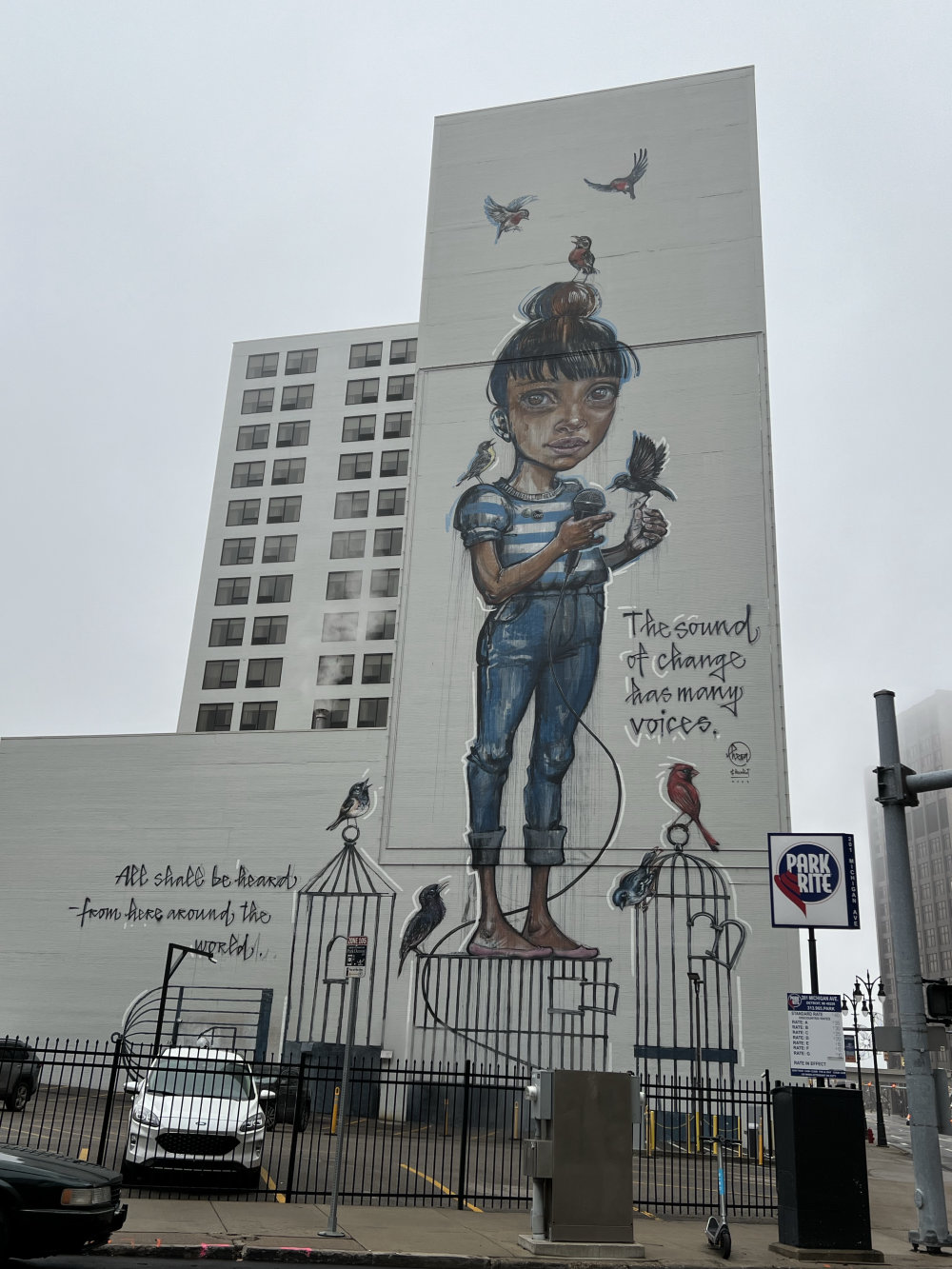 mural in Detroit by artist Herakut.