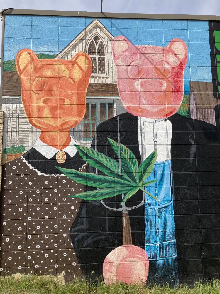 mural in Lawton by artist Darry and Terry Shaw. Tagged: American Gothic