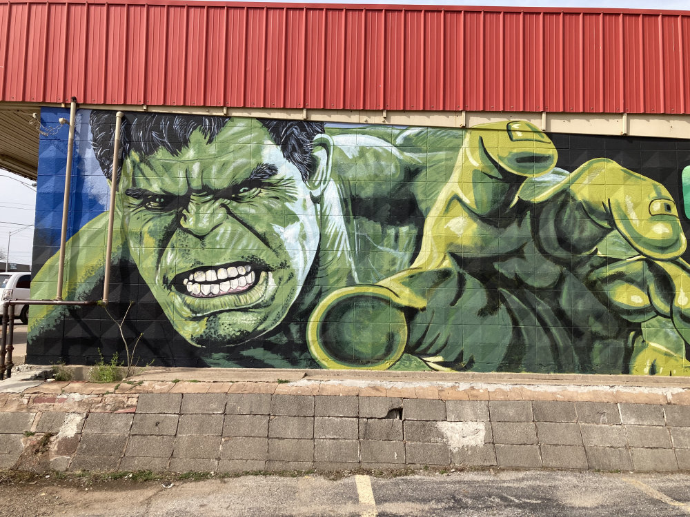 mural in Lawton by artist Darry and Terry Shaw. Tagged: Hulk