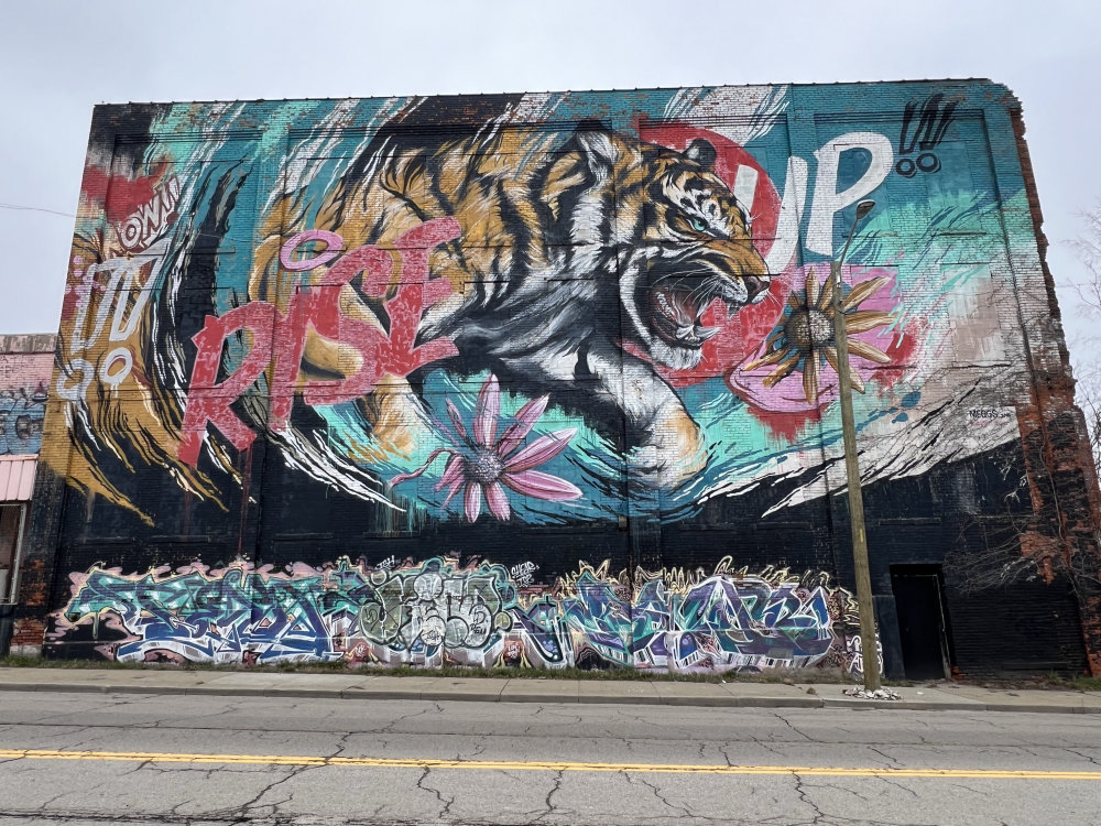 mural in Detroit by artist MEGGS.