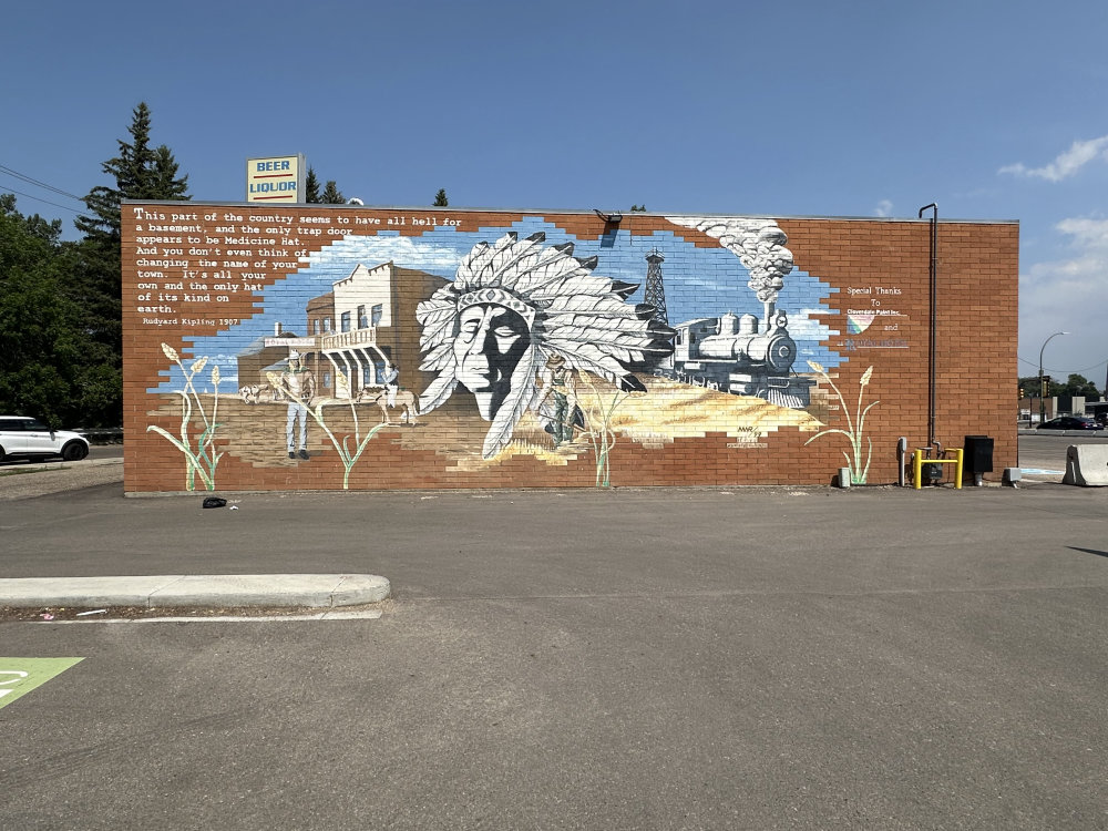 mural in Medicine Hat by artist unknown.