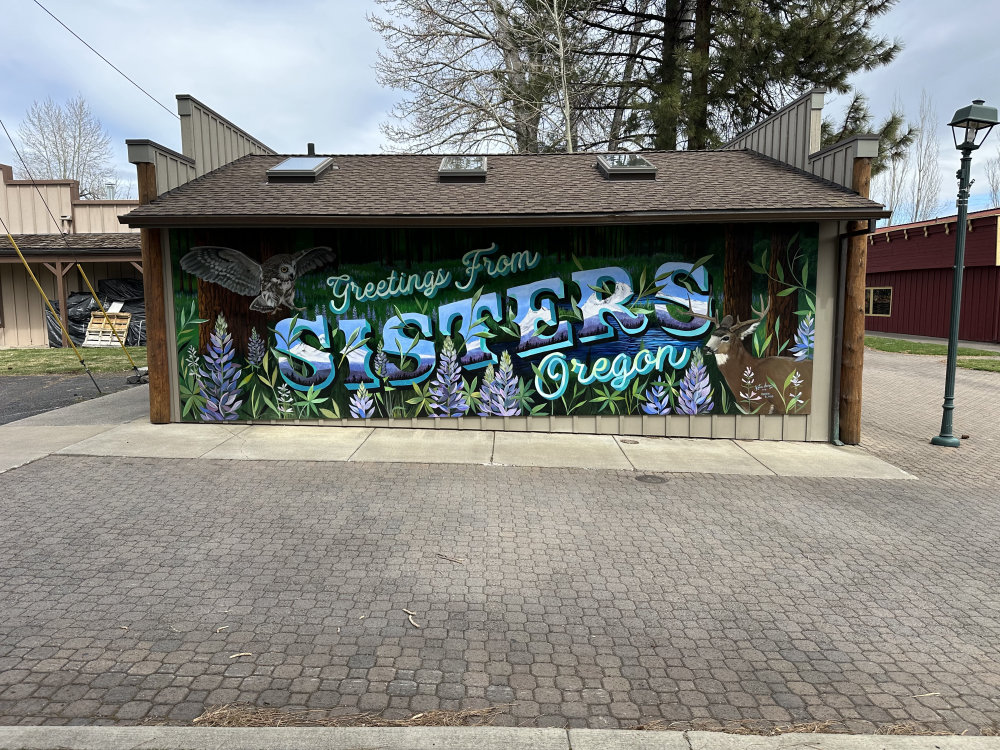 mural in Sisters by artist unknown.