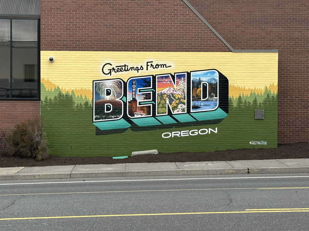 mural in Bend by artist Greetings Tour.