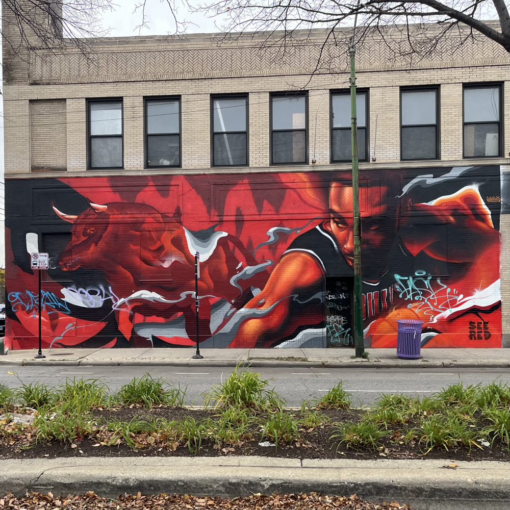 mural in Chicago by artist unknown. Tagged: Chicago Bulls