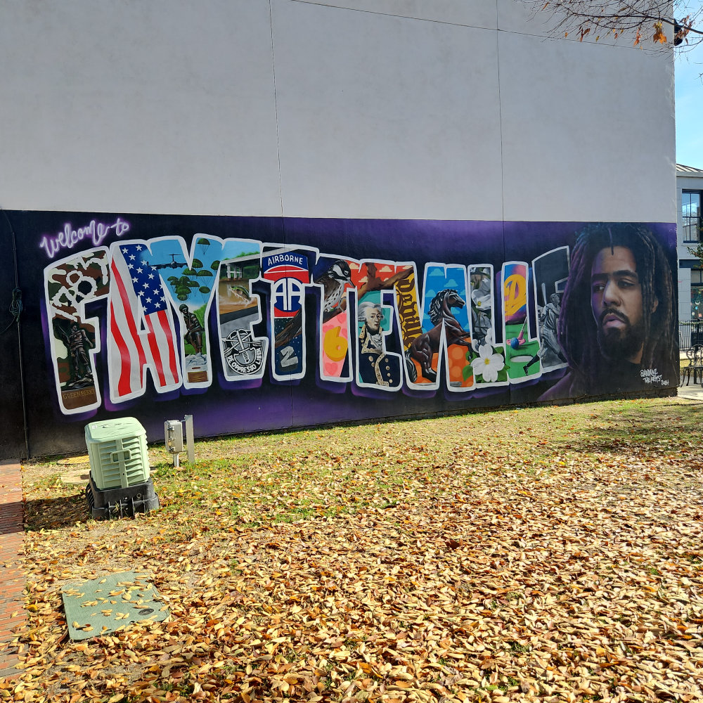 mural in Fayetteville by artist Andaluz. Tagged: J. Cole