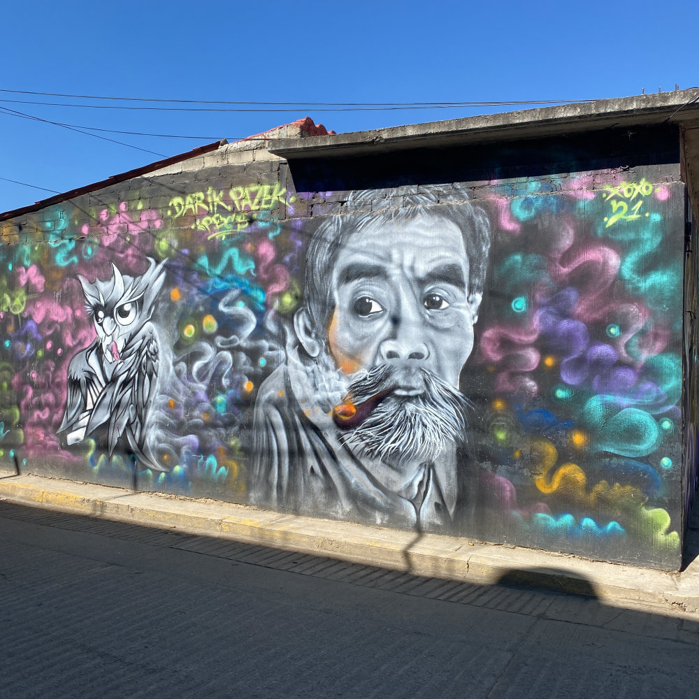 mural in Santa Cruz Xoxocotlán by artist unknown.