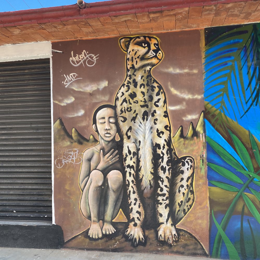 mural in Santa Cruz Xoxocotlán by artist unknown.