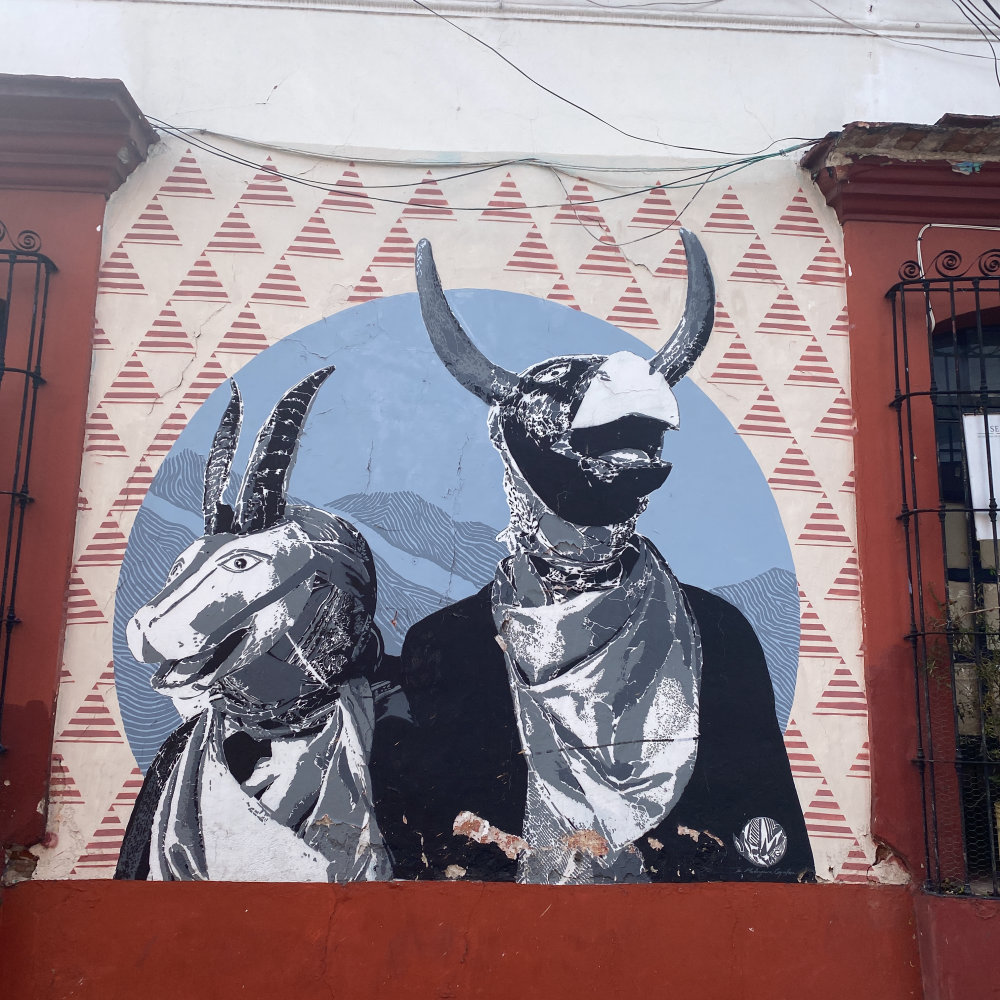 mural in Oaxaca de Juárez by artist unknown.