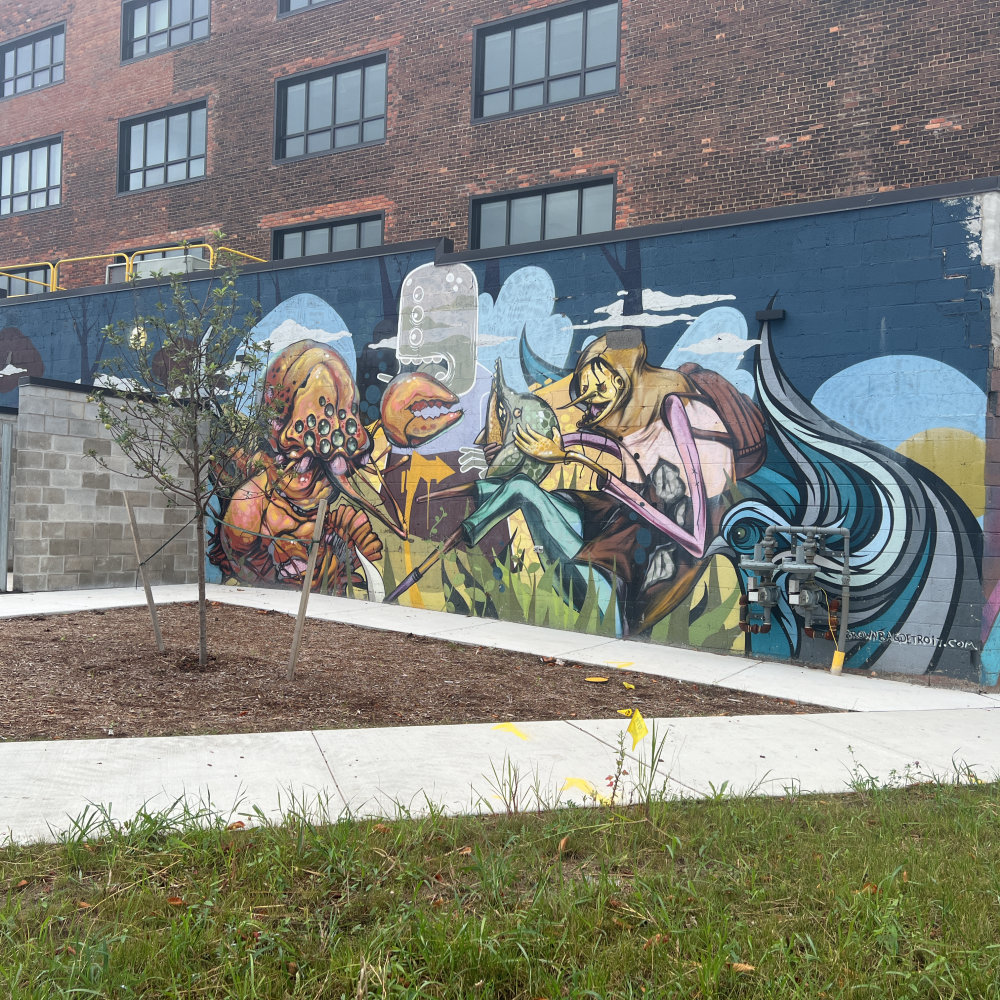mural in Detroit by artist Monster Steve.